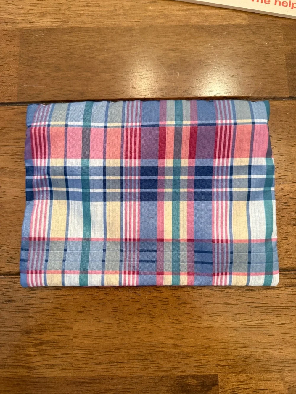 LeSportsac Plaid Zip Pouch in Pastel Multi Cosmetic Case Navy and Pink Y2K 90’s